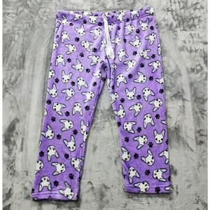Curvy Sense Pants Womens 2X Purple Frenchie Dog Puppy Comfy Fleece Lounge Casual